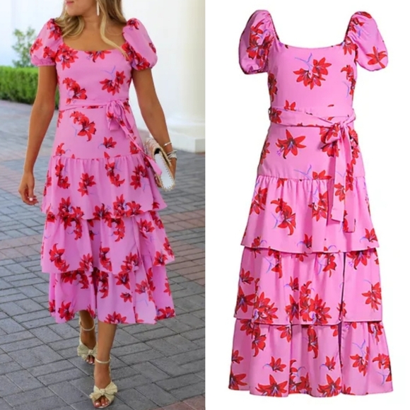 Likely Dresses & Skirts - Likely Pink Floral Lottie Midi Dress